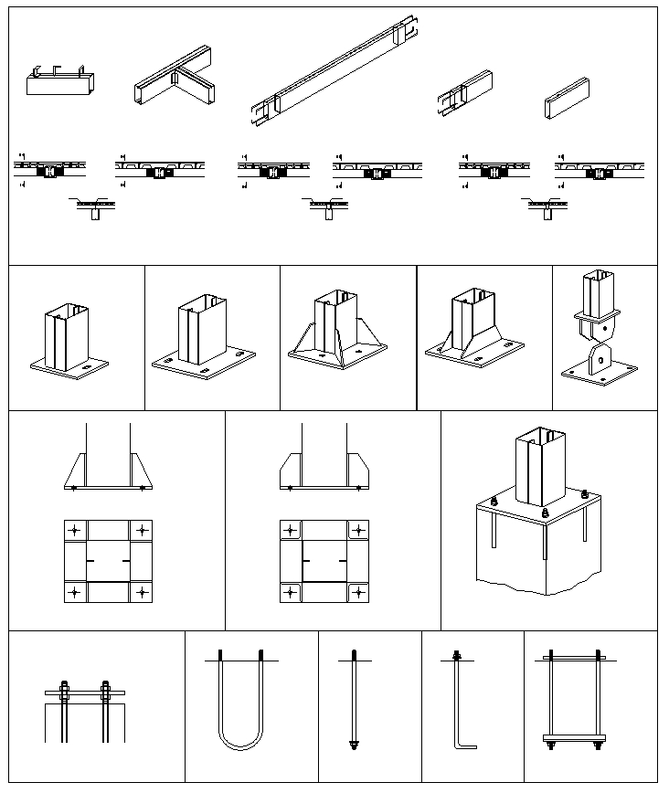 Structure en acier Détails, dessins CAO Steel Structure, construction en acier, la structure d'acier de conception