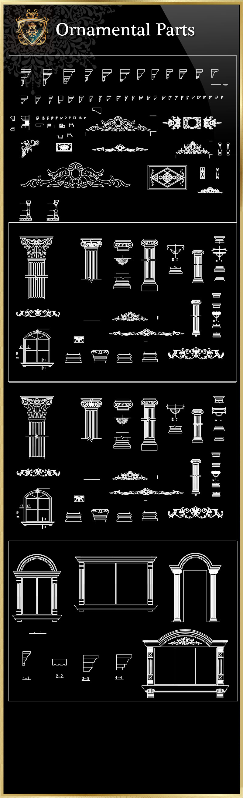 ★【Ornamental Parts of Buildings 8】Download Luxury Architectural Design CAD Drawings--Over 20000+ High quality CAD Blocks and Drawings Download!