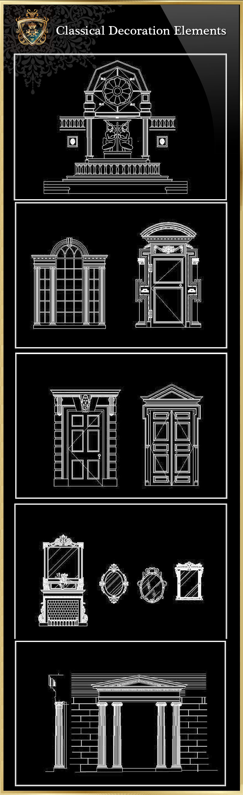 ★【Classical Decoration Elements 03】Luxury home, Luxury Villas, Luxury Palace, Architecture Ornamental Parts, Decorative Inserts & Accessories, Handrail & Stairway Parts, Outdoor House Accessories, Euro Architectural Components, Arcade