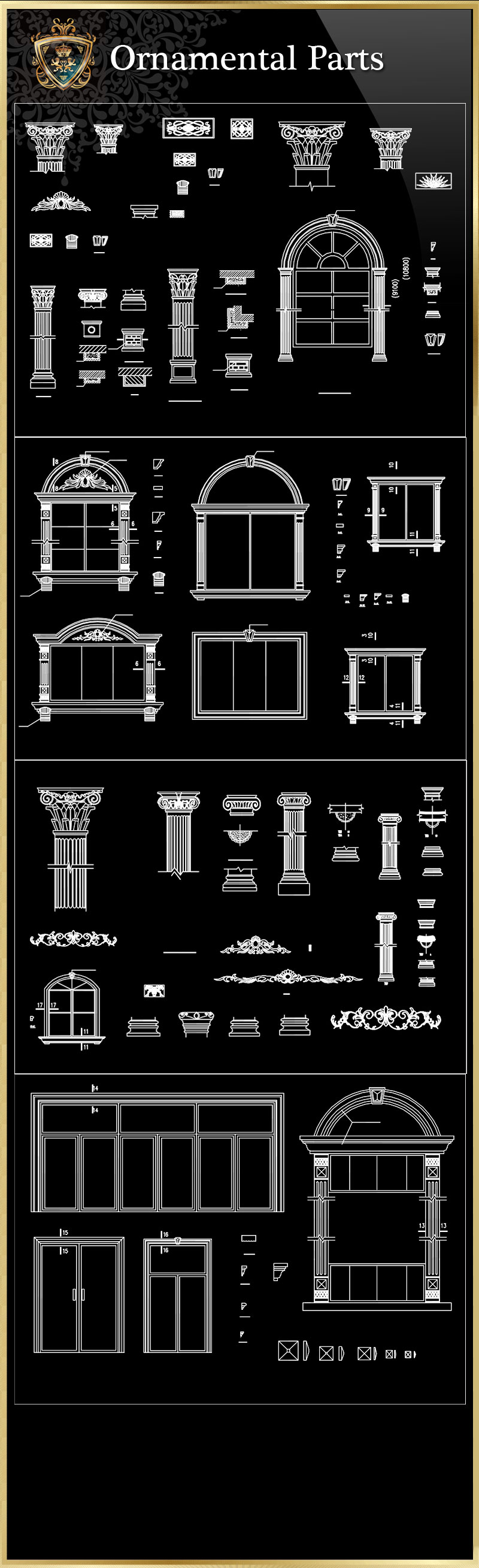 ★【Ornamental Parts of Buildings 8】Luxury home, Luxury Villas, Luxury Palace, Architecture Ornamental Parts, Decorative Inserts & Accessories, Handrail & Stairway Parts, Outdoor House Accessories, Euro Architectural Components, Arcade