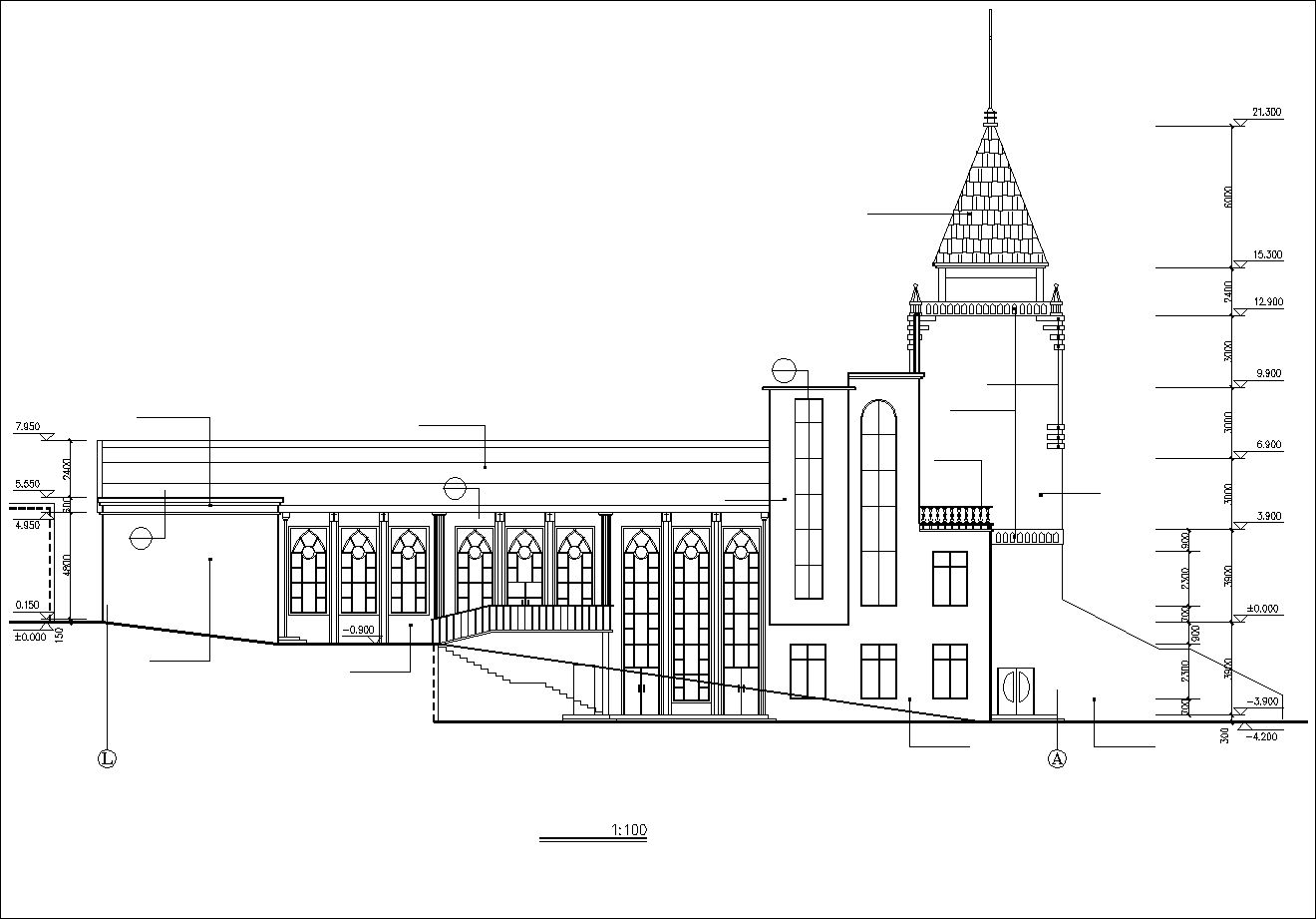 Church plan,elevation,details drawings 