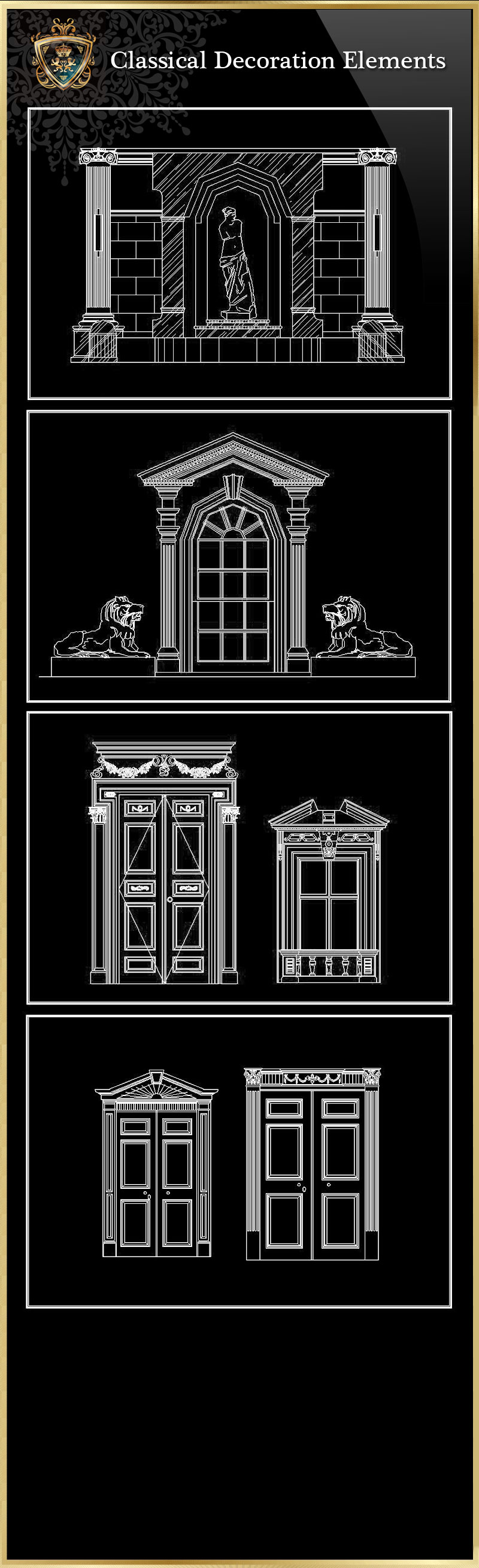 ★【Classical Decoration Elements 03】Download Luxury Architectural Design CAD Drawings--Over 20000+ High quality CAD Blocks and Drawings Download!