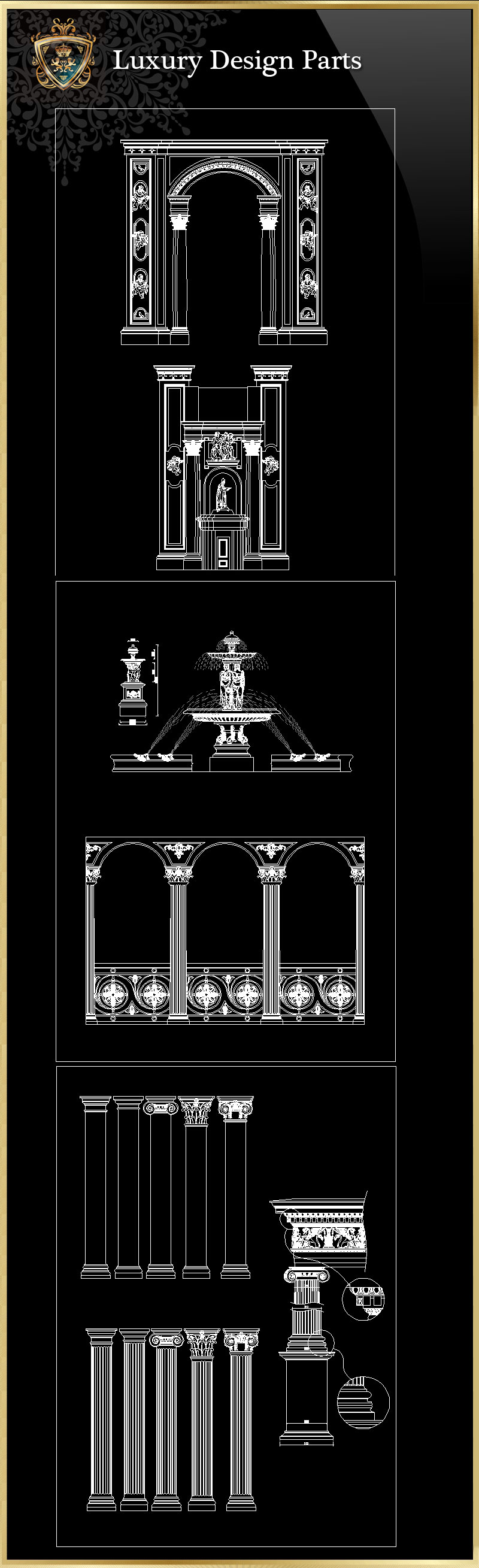 ★【Luxury Design Parts 3】Download Luxury Architectural Design CAD Drawings--Over 20000+ High quality CAD Blocks and Drawings Download!