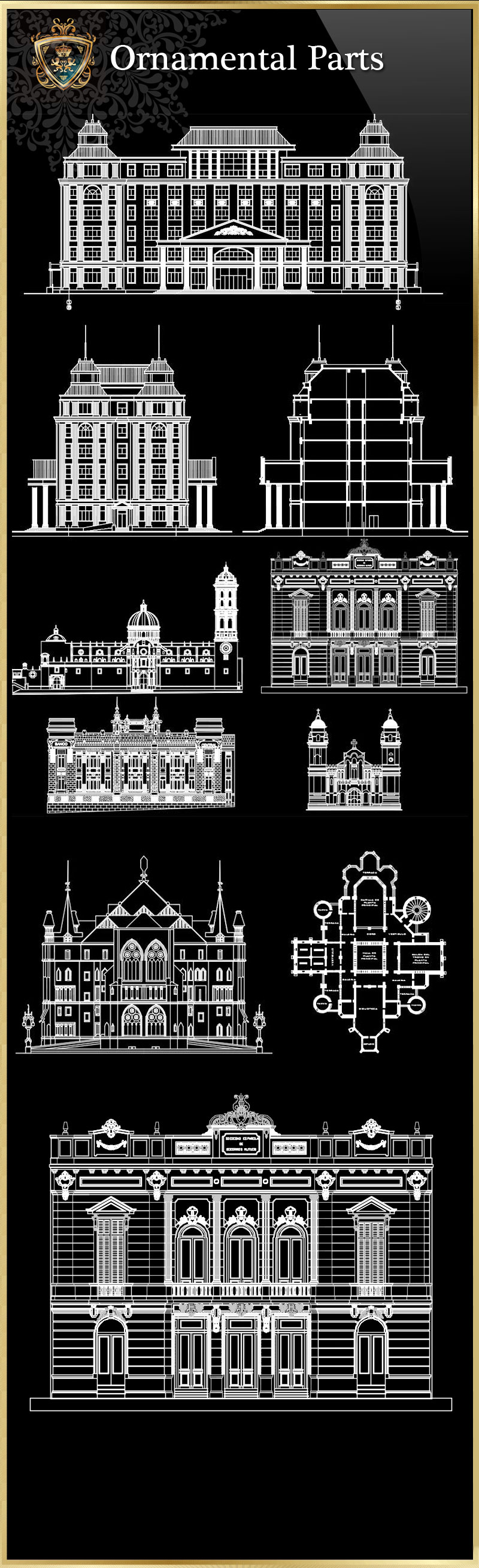 ★【Ornamental Parts of Buildings 4】Download Luxury Architectural Design CAD Drawings--Over 20000+ High quality CAD Blocks and Drawings Download!