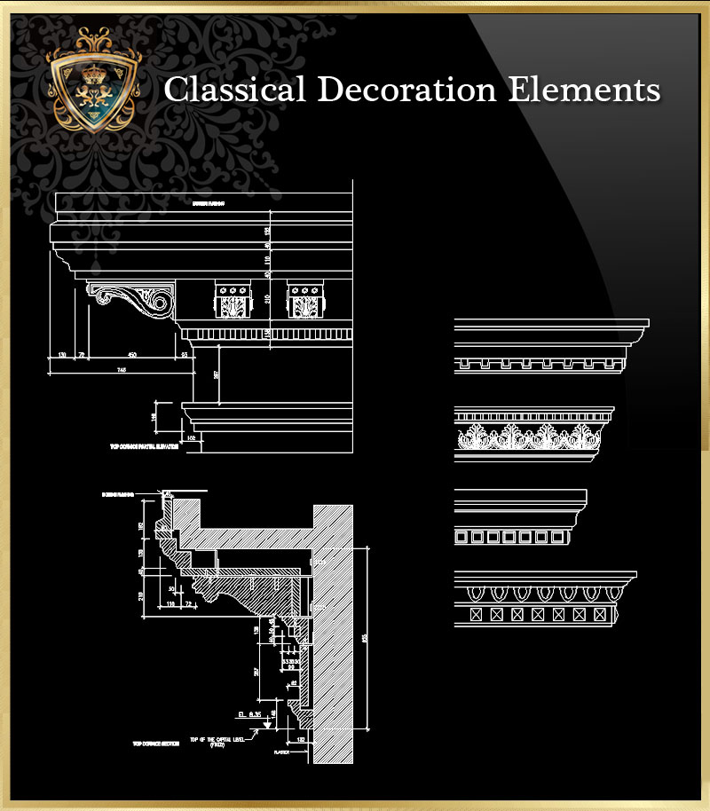 ★【Classical Decoration Elements 16】Download Luxury Architectural Design CAD Drawings--Over 20000+ High quality CAD Blocks and Drawings Download!
