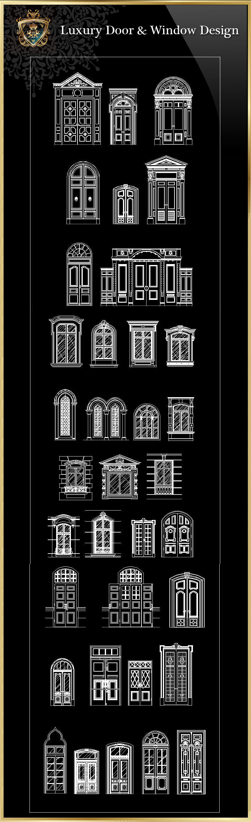 ★【Luxury Door & Window】Download Luxury Architectural Design CAD Drawings--Over 20000+ High quality CAD Blocks and Drawings Download!