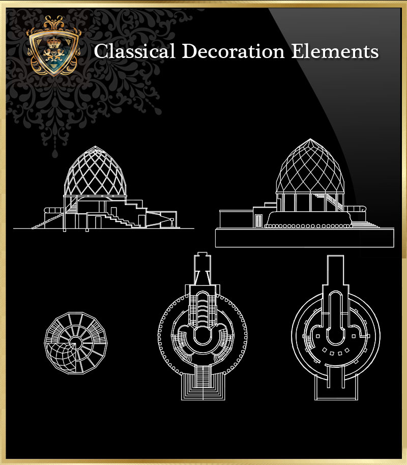 ★【Classical Decoration Elements 24】Download Luxury Architectural Design CAD Drawings--Over 20000+ High quality CAD Blocks and Drawings Download!