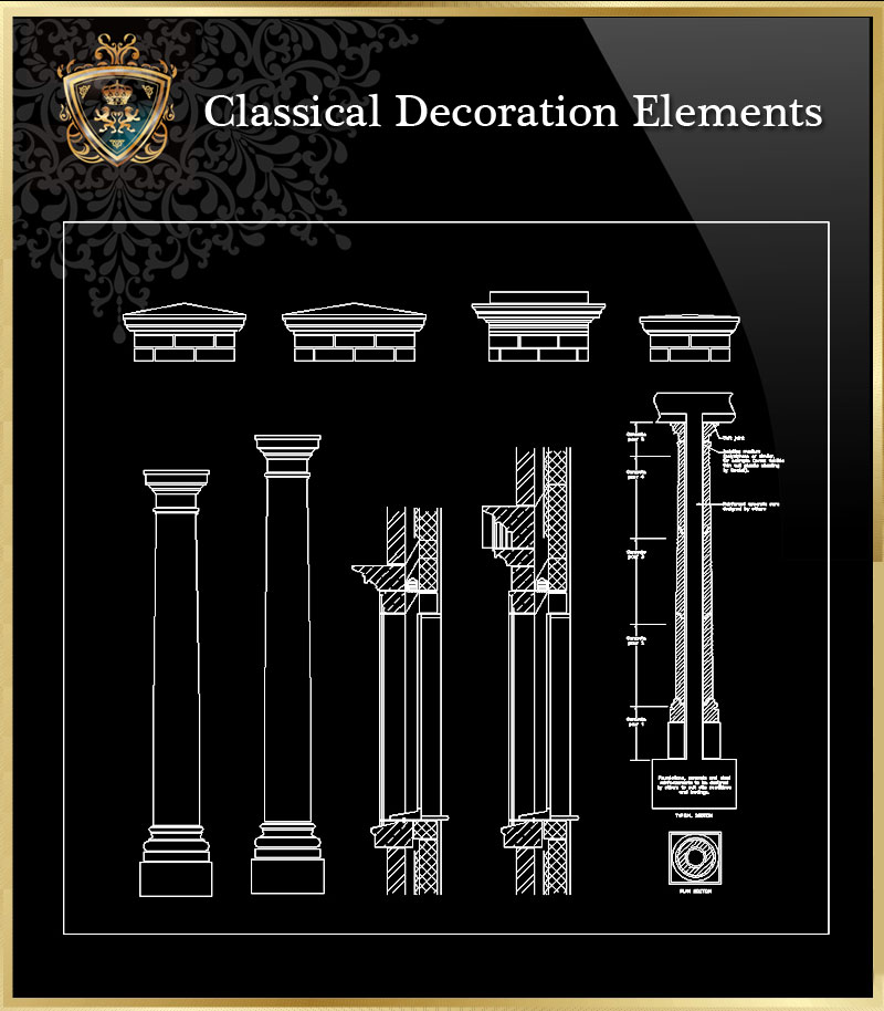 ★【Classical Decoration Elements 18】Download Luxury Architectural Design CAD Drawings--Over 20000+ High quality CAD Blocks and Drawings Download!