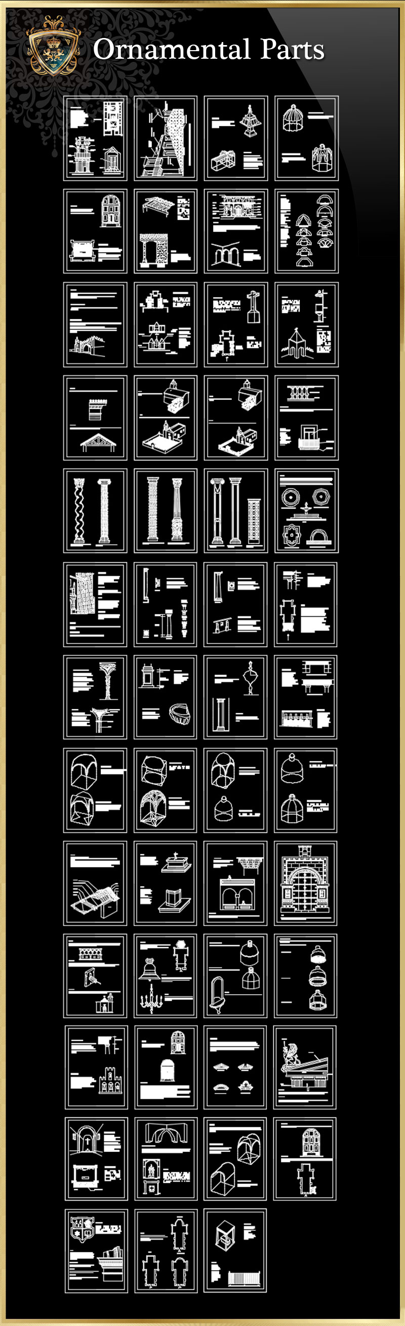 ★【Ornamental Parts of Buildings 1】Download Luxury Architectural Design CAD Drawings--Over 20000+ High quality CAD Blocks and Drawings Download!