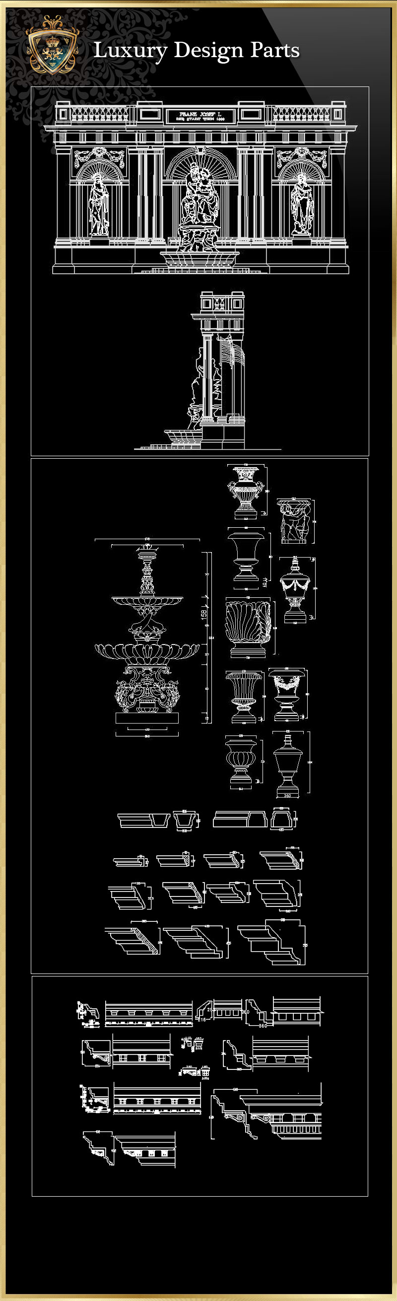 ★【Luxury Design Parts 2】Download Luxury Architectural Design CAD Drawings--Over 20000+ High quality CAD Blocks and Drawings Download!