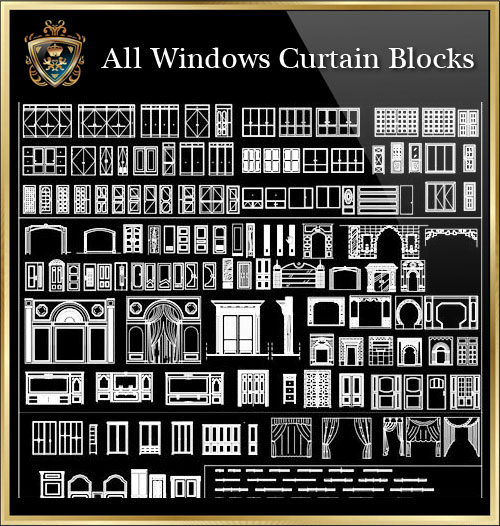 ★【All Windows Curtain Blocks】Download Luxury Architectural Design CAD Drawings--Over 20000+ High quality CAD Blocks and Drawings Download!