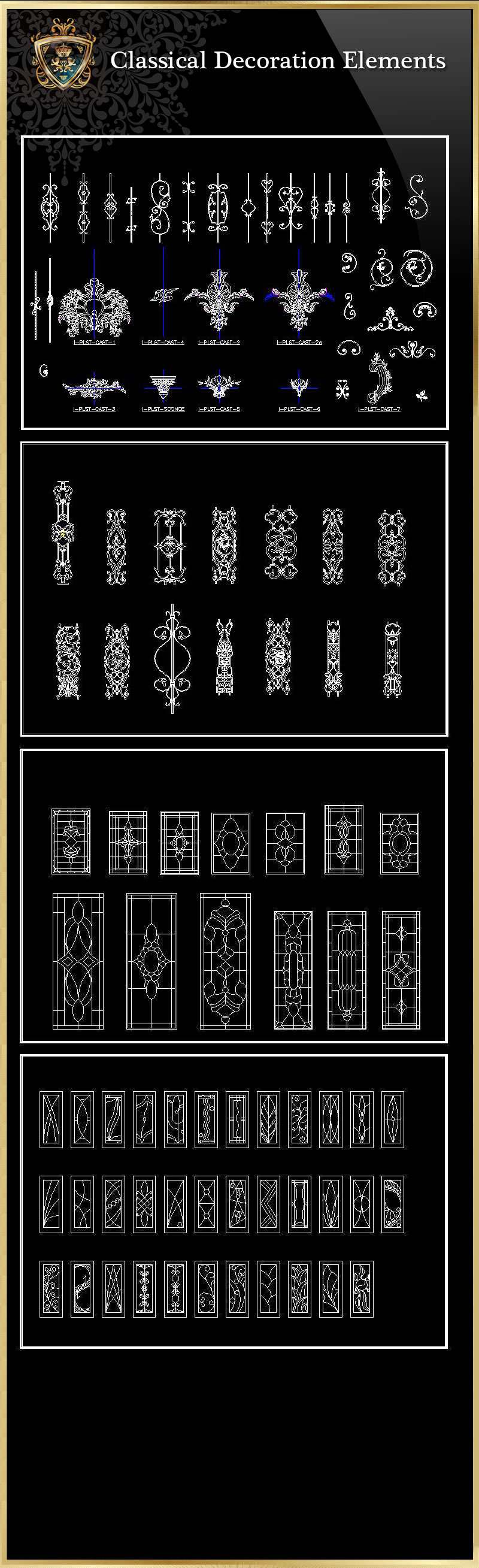 ★【Classical Decoration Elements 02】Download Luxury Architectural Design CAD Drawings--Over 20000+ High quality CAD Blocks and Drawings Download!