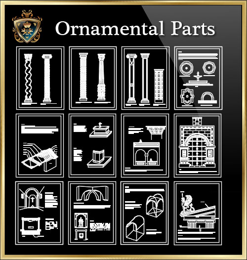 ★【Ornamental Parts of Buildings 1】Download Luxury Architectural Design CAD Drawings--Over 20000+ High quality CAD Blocks and Drawings Download!