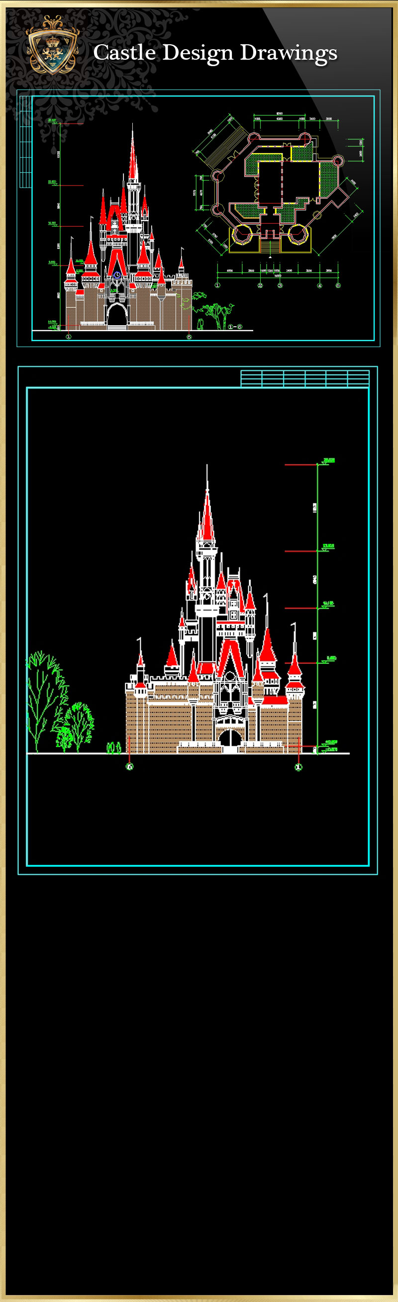 ★【Castle Design 2】Download Luxury Architectural Design CAD Drawings--Over 20000+ High quality CAD Blocks and Drawings Download!