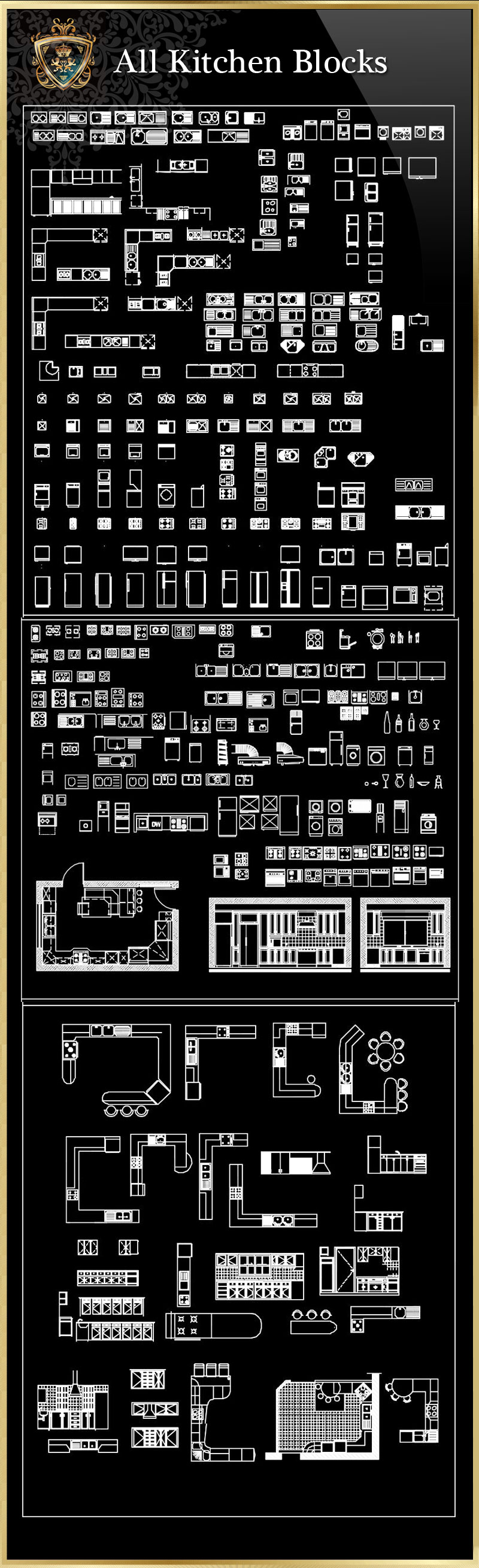 ★【All Kitchen Blocks】Download Luxury Architectural Design CAD Drawings--Over 20000+ High quality CAD Blocks and Drawings Download!