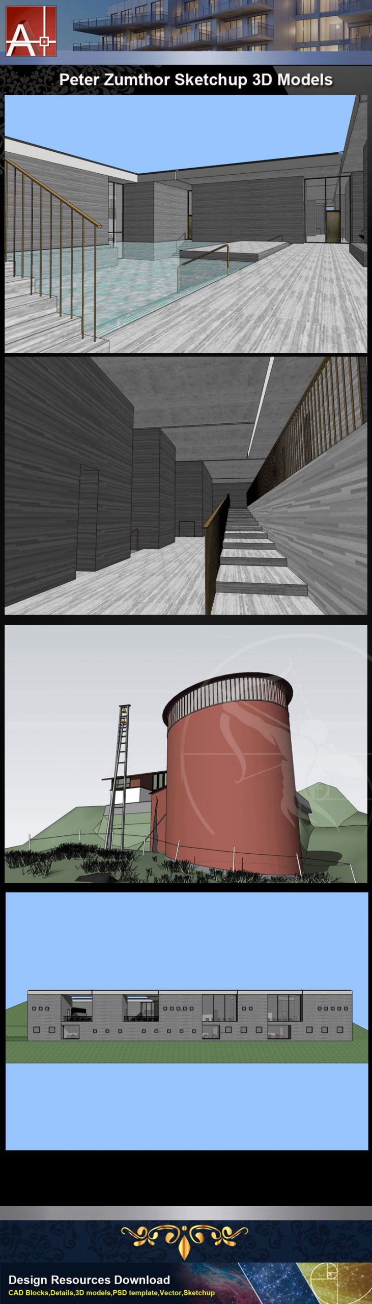 【建築大師Sketchup Models-Peter Zumthor 彼得·卒姆托 精選4件建築3D模型】