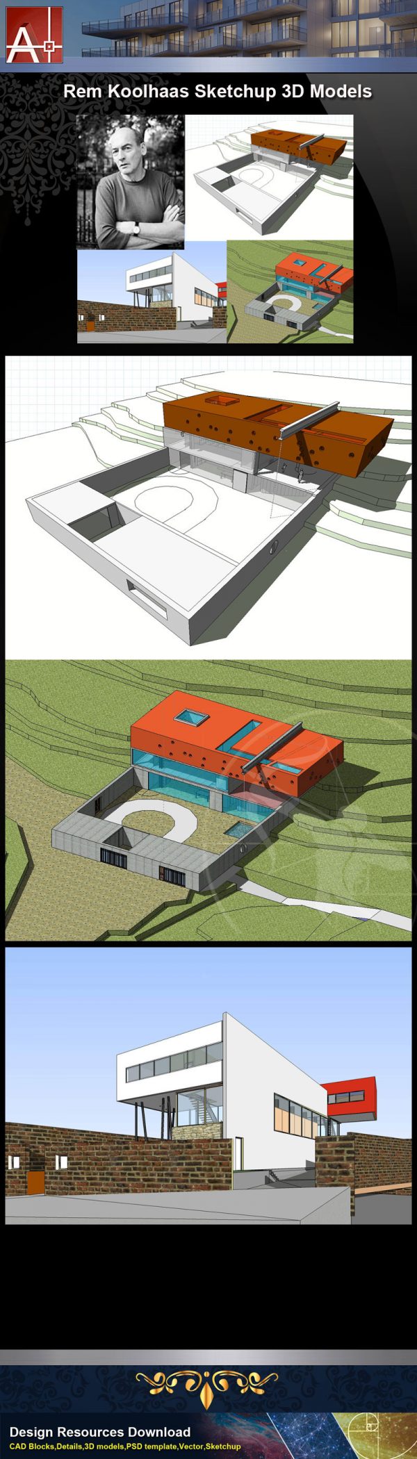 【建築大師Sketchup Models-Rem Koolhaas 雷姆·庫哈斯 精選4件建築3D模型】